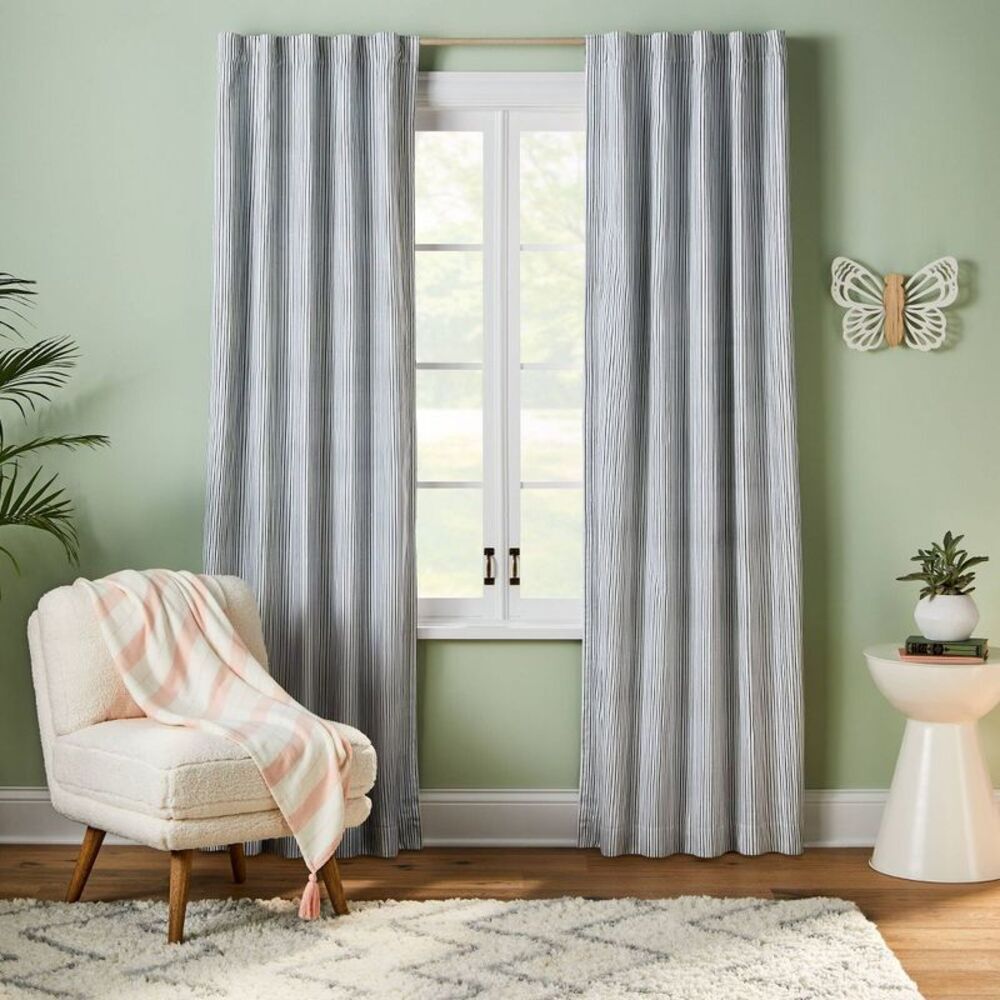 84" Blackout Irregular Mini Striped Kids' Panel Black - Pillowfort